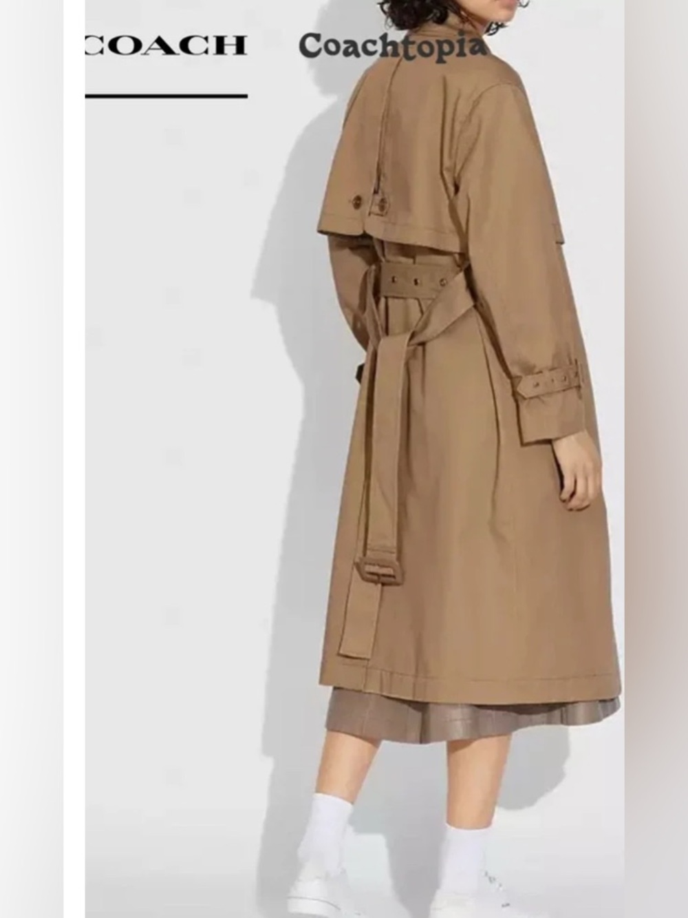Cotton Trench Coat With Leather Trim 0